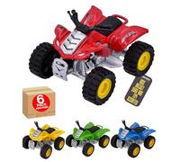 Electoys Toy Quad Bike Die-Cast Model Pull Back Action for Kids Small Handheld Vehicle Red Blue Green Yellow Wheels Metal Plastic Childrens Play Set Gift Idea Suitable 6 Pack
