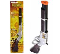 Electoys Toy Rifle with Sound Cowboy Role Play Gun Black Silver Brown Long Childrens Imaginative Play Wild West Costume Adventure Orange Safety Tip Plastic Kids Toy Weapon 2 Pack