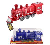 Electoys Toy Steam Locomotive Friction Powered Kids Train Red and Blue Model Medium Size Plastic Classic Toy Vehicle for Imaginative Play Children Durable Silver Detailing