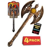 Electoys Toy War Axe for Kids Medieval Knight Warrior Cosplay Prop Plastic Battle Axe Costume Accessory Safe Lightweight Play Weapon Perfect for Themed Parties Dress Up Role Play 4 Pack