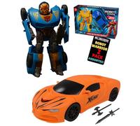 Electoys Transforming Robot Car Toy Set for Kids 2 Pack Robot Warrior Action Figure Sports Car Convertible Imaginative Play Durable Plastic Toy Multicolour Figures for Creative Boys Girls