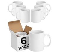 Electoys White Sublimation Coffee Mugs 11oz - Classic Ceramic Mugs - Plain Coffee Mug with Handle for Home Office - Dishwasher Microwave Safe - Printable Personalised Latte Tea Mugs - Pack of 6