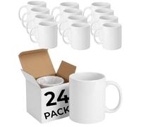 Electoys White Sublimation Coffee Mugs 11oz - Classic Ceramic Mugs - Plain Coffee Mug with Handle for Home Office - Dishwasher Microwave Safe - Printable Personalised Latte Tea Mugs - Pack of 24