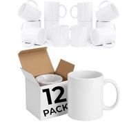 Electoys White Sublimation Coffee Mugs 11oz - Classic Ceramic Mugs - Plain Coffee Mug with Handle for Home Office - Dishwasher Microwave Safe - Printable Personalised Latte Tea Mugs - Pack of 12