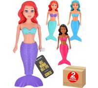 Electoys Wind Up Mermaid Figures Toy for Kids Interactive Collectible Plastic Wind-Up Figures Imaginative Play Sea Fantasy Colours for Childrens Party Bags Gifts 2 Pack