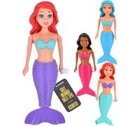 Electoys Wind Up Mermaid Princess Toy Doll for Children Colourful Collectible Bath Play Figure Moving Tail Mechanism Water Friendly Red Black Turquoise Hair Purple Pink Blue Tail