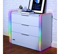 X Rocker Electra Chest Of 3 Drawers With App Controlled Led Lights, White