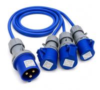 ElectraLead 32A 3 Pin to 3 x 16A 3 Pin Splitter Lead - 1m Arctic Grade Cable - 230V IEC 60309 IP44 - CE Marked Industrial Connectors - Electrically Tested