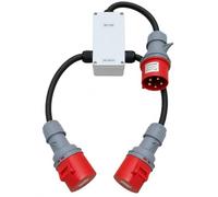 ElectraLead Red 32A 5 Pin to 2 x 32A 5 Pin Three Phase Splitter Box - 415V IEC 60309 - H07RN-F 6mm² Rubber Cable - IP65 Enclosure - CE Marked Connectors - PAT Tested