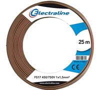 Electraline 13082 Unipolar Cable Section FS17, 1 x 1.5 mm², Brown, 25 M