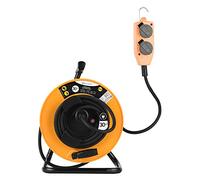 Electraline 49211 Professional Cable Winder with 4 Sockets Schuko, Fixed Drum, 3G1.5, 30 Metres, IP44