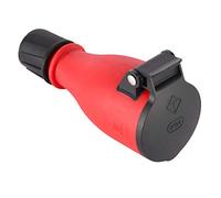 Electraline 55083 Professional Schuko Socket IP54 with Automatic Spring Cover for Hands- Operation Red/Black, 55083