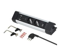 Electraline 61921 Power Strip Desk 2 Places Polivalenti, Schuko +10/16 A, Co