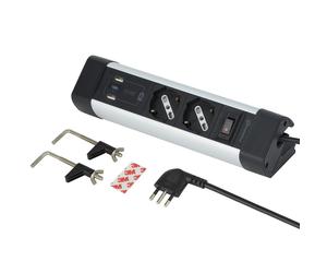 Electraline 61921 Power Strip Desk 2 Places Polivalenti, Schuko +10/16 A, Co