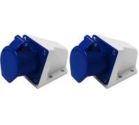 Electraline 80868 Industrial Tilted Wall Electrical Socket, 32A, 2P+T, 220 V, Blue (Pack of 2)
