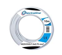 Electraline Electronic Wire, White, 2 x 0.75 mm, 5 Meters, Suitable for Small Devices, 30V, Copper