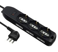 Electraline Mehrfachsteckdose, Kabel 2 m, Stecker klein 10 A, schwarz, 61996