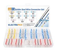 electrapick Solder Seal Wire Connectors, 180 PCS Waterproof Heat Shrink Butt Connectors, Electrical Wire Terminals, Marine Insulated Butt Splices