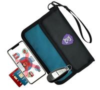 Electrashields Large Faraday Bags for Phones with Two Pockets, RFID Blocking Sleeves, Signal Blocking Shield, Faraday Key Fob Protector, RFID Faraday Pouch for Key fob w/Removable Handle (Turquoise)