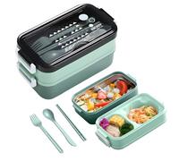 Electri-HQ Lunch Box with 3 Compartments 1400 ml, Lunch Box, Bento Box Suitable for Microwave and Dishwasher, Heated Lunch Box, Lunch Box for Children, School, Office and Travel (Green)