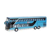 Electric 1:50 Alloy Double Decker School Bus Pull Back Bus Vehicles Car Model Set Toy with Light Music best Gift for Children Toddlers Kids[Blue]