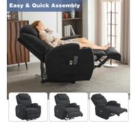 Electric 2-Point Massage & Heating Recliner Armchair w/ Remote Elderly