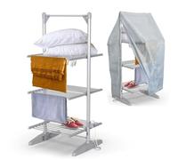 Electric 3 Tier Heated Clothes Airer with Cover, Foldable Electric Clothes Drying Rack Electric Clothes Horse with 36 Heated Rails for Quick Drying, 21M Drying Space, 300W
