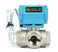Electric 3 Way Motorized Ball Valve - Heavy Duty Multipurpose L Type Water Shutoff Valve - 3 Way Valve with Manual Function, Standard Port by U.S. Solid