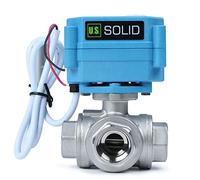 Electric 3 Way Motorized Ball Valve - Heavy Duty Multipurpose L Type Water Shutoff Valve - 3 Way Valve with Manual Function, Standard Port by U.S. Solid