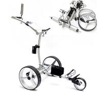 Electric 3-Wheel Golf Trolley, Foldable Design, 12km/h Speed, 30° Climbing Capability, Lightweight Push Cart with GO/Stop Memory and 9 Speed Options for Easy Course Navigation