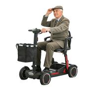Electric 4-Wheel Rollator, Foldable Electric Mobility Scooter, Lightweight Travel Mobility Scooter, 150Kg Load Capacity, Compact and Portable for Travel, for Seniors and Adults 6A