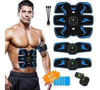 Electric Abs Stimulator with 10pcs Gel Pads, USB Rechargeable Abdominal Muscle Toner EMS Fat Burning Trainer, Fitness Training Gear for Abdomen/Arm/Leg Training Home Workout Exercise