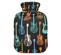 Electric Acoustic Guitar Hot Water Bottle with Cover Hot Water Bottles for Pain Relief Warm Water Bag Feet and Bed Warmer for Hot and Cold Compress, 2L