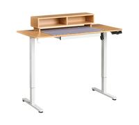 Beliani Electric Adjustable Standing Desk LUCAMA Light Brown/ White 120 cm 60 cm with USB Port, Brown