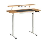 Beliani Electric Adjustable Standing Desk Wilbanks 120 Cm 60 Cm With Usb Port Light Brown/ White
