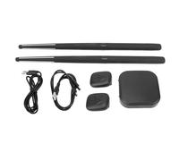 Electric Air Drum Sticks Set with Pedals Realistic Drumming Experience LED Light Effects Portable Wireless Drum Set for Kids Beginners Music Education ABS Material (Black)