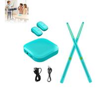 Electric Air Drumsticks Set with Foot Pedals - Portable Wireless Virtual Drum Kit for Kids & Adults, 3D Motion Sensing Electronic Drumming Sticks for Beginners, Pocket Drum Set (Blue)