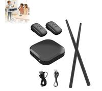 Electric Air Drumsticks Set with Foot Pedals - Portable Wireless Virtual Drum Kit for Kids & Adults, 3D Motion Sensing Electronic Drumming Sticks for Beginners, Pocket Drum Set (Black)