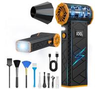 Electric Air Duster,4 Gear Adjustable Compressed Air Duster,180,000RPM Compressed Air Duster with LCD Display,Torch and Auxiliary Light, for Computer Keyboard,Outdoors,Car Etc,BlackOrange