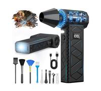 Electric Air Duster,4 Gear Adjustable Compressed Air Duster,180,000RPM Compressed Air Duster with LCD Display,Torch and Auxiliary Light, for Computer Keyboard,Outdoors,Car Etc,Black