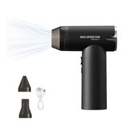 Electric Air Duster, Compressed Air Duster Handheld High Speed Air Blower Rechargeable Brushless Blower with 3 Types Nozzles for Travel Outdoor (Black)