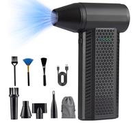 Electric Air Duster Mini Blower, 130000RPM Brushless Motor 4-Gear Rechargeable Compressed Air Duster, PC Computer Cleaner Keyboard Electronics Car Dust Blower for Home Office, Black