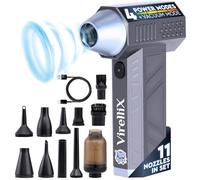 Electric Air Duster & Vacuum Cleaner 2 in 1, 150,000 RPM Air Duster with 4 Modes, Portable Rechargeable Air Blower, Mini Blower for Computer, Keyboard, Electronics