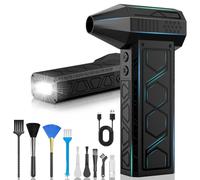 Electric Air Duster with Flashlight,180000RPM Compressed Air Duster Turbo Fan(10000mAh),Multipurpose Jet Fan,Electric Air Blower Duster with Assist Lighting, High-Speed Air Blower with 4 Gear-Black