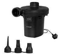 Electric Air Pump 240V Automatic Inflatable Boat Pump - 3 Nozzle Adapters Universal Valves Inflates Deflates - Garden Camping Airbed Mattress Paddling Pool Toys Beach 150W By Crystals®