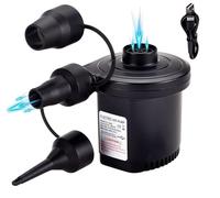 Electric Air Pump, 4000mAh Portable Air Pump with Fast Inflating/Deflating, Mini Airbed Pump, Rechargeable Electric Pump with 3 Nozzles for Kids Paddling Pool, Swimming Pool, Airbed, Inflatable Boat