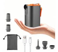 Electric Air Pump, Compact, Portable Electric Air Pump, 3-in-1 Inflation and Drain Pump with LED Light, Rechargeable Battery Air Compressor with 5 Attachments for Camping Air Mattress, Pool, Vacuum