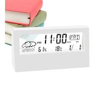 Electric Alarm Clock - Sleek Digital Display, Multifunction Bedside Gadget, Easy Setup | Desktop Clock Showing Temperature, Humidity, 12/24 Hour Options, Transparent Frame for Office, Home, Nightstand