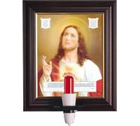 Electric Altar Sacred Heart of Jesus 19" x 15" with Pewter Double Heart Love Token Brooch