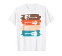 Electric and Acoustic Guitars Within Paint Brush Strokes Value Graphic T-Shirt, Men, White, L